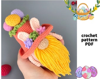 Easter crochet gnome pattern PDF Easter bunny pattern Easter eggs home decor Amigurumi Pattern Bunny gnome rabbit