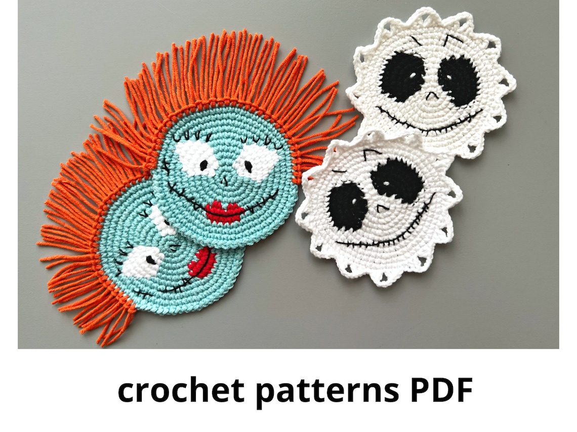 Halloween Crochet Coasters Patterns PDF Scary Coasters Decor Etsy