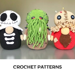 Scary gnomes сrochet patterns bundle Halloween gnomes patterns Crochet Skeleton gnome pattern Cthulhu Crochet Sam amigurumi Leviathan