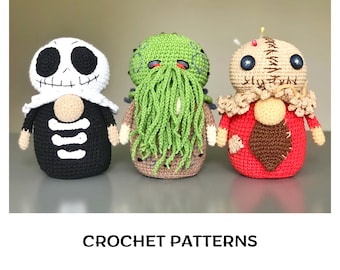 Halloween gnomes сrochet patterns PDF Skeleton Cthulhu Sam Halloween amigurumi patterns Crochet amigurumi Leviathan monsters