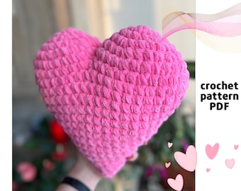 Giant crochet heart pattern PDF Crochet Valentines heart pillow pattern  Amigurumi Valentines patterns Love crochet patterns