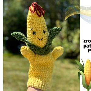 Crochet Corn Hand Puppet Pattern PDF | Candy Corn Amigurumi | Crochet Food Pattern | Fun Crochet Pattern | Crochet corn plushie