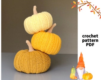 Crochet pumpkins pattern PDF 3 sizes pumpkins pattern Farmhouse pumpkin pattern Fall harvest moon pumpkin