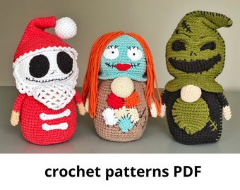 Halloween Gnomes patterns PDF Scary crochet gnomes Halloween crochet dolls Spooky gnomes