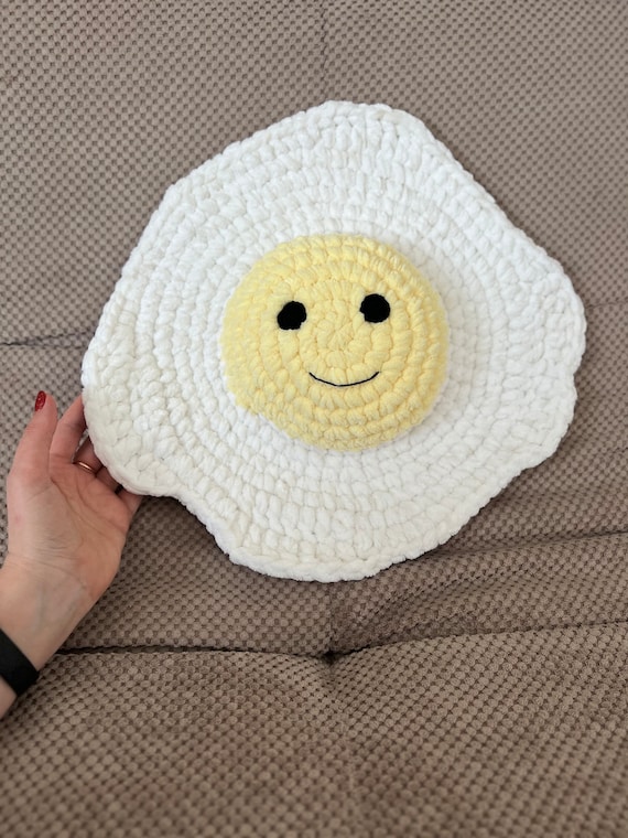 Giant fried egg crochet pattern PDF Crochet food pattern Crochet breakfast pattern Egg plush pillow Amigurumi