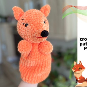 Fox hand puppet crochet pattern PDF Toys for puppet show Amigurumi fox pattern Toy glove pattern Crochet fox toy for kids Plush toy pattern