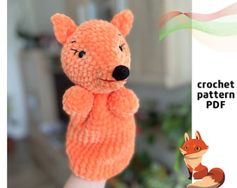 Fox hand puppet crochet pattern PDF Toys for puppet show Amigurumi fox pattern Toy glove pattern Crochet fox toy for kids Plush toy pattern