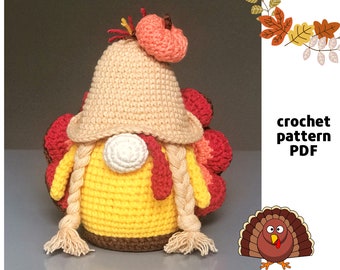 Crochet Turkey Gnome pattern PDF Fall Gnome   crochet pattern Thanksgiving Day Pattern Amigurumi Turkey gift diy Pumpkin pattern