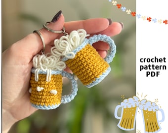 St. Patrick Beer keychain crochet pattern Crochet keychain amigurumi Key ring pattern Crochet Father’s Day gift