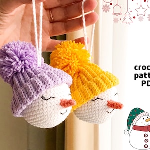 Snowman ornament crochet pattern Amigurumi snowman pattern Santa ornament Christmas tree ornaments Snowman decor