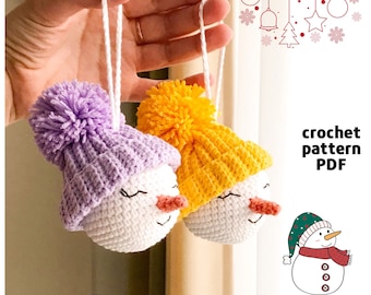 Snowman ornament crochet pattern Amigurumi snowman pattern Santa ornament Christmas tree ornaments Snowman decor