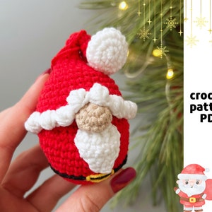 Crochet keychain Santa pattern PDF Santa Christmas Tree ornament pattern Christmas keychain ring Amigurumi keychain pattern Little Santa