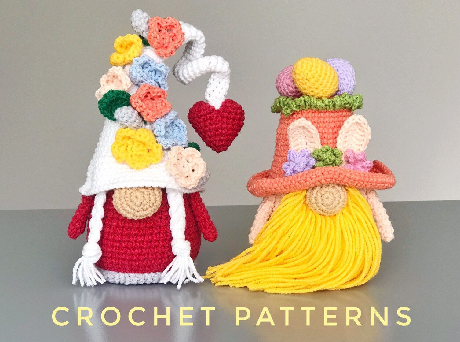 Crochet gnomes patterns set Spring Gnome pattern Easter Etsy