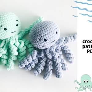 Patron de pieuvre au crochet Patron de poulpe Amigurumi Patron de méduse au crochet Patrons marins Patron de jouet pour bébé Patron marin d&#39;Amigurumi océan