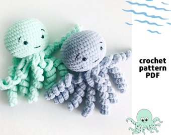 Crochet octopus pattern Octopus Amigurumi pattern Jellyfish crochet pattern Marine patterns Baby toy pattern Ocean Amigurumi Marine pattern