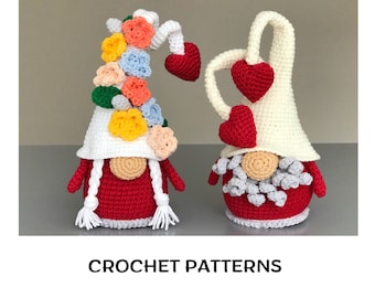 Gnomes crochet pattern bundle Flower Gnome pattern Gnome amigurumi pattern Heart gnome
