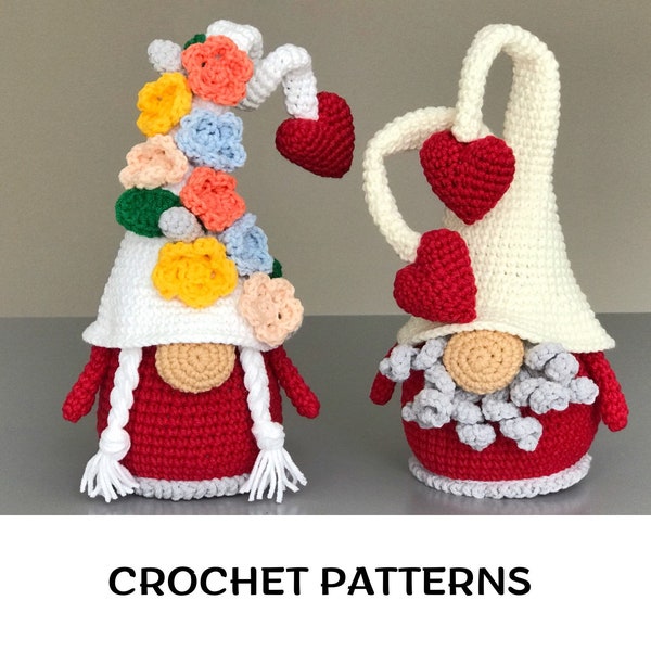 Gnomes crochet pattern bundle Flower Gnome pattern Gnome amigurumi pattern Heart gnome