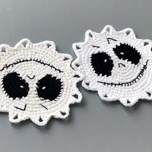 Crochet Skeleton Coaster pattern PDF Eyes coaster Halloween crochet patterns Creepy crochet Halloween table decor image 8