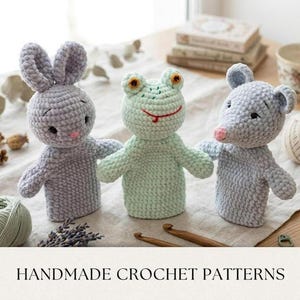 Crochet Animals Hand Puppets Patterns | Frog | Bunny | Mouse | Amigurumi Animals Patterns | Crochet Toys | Easy Crochet patterns PDF