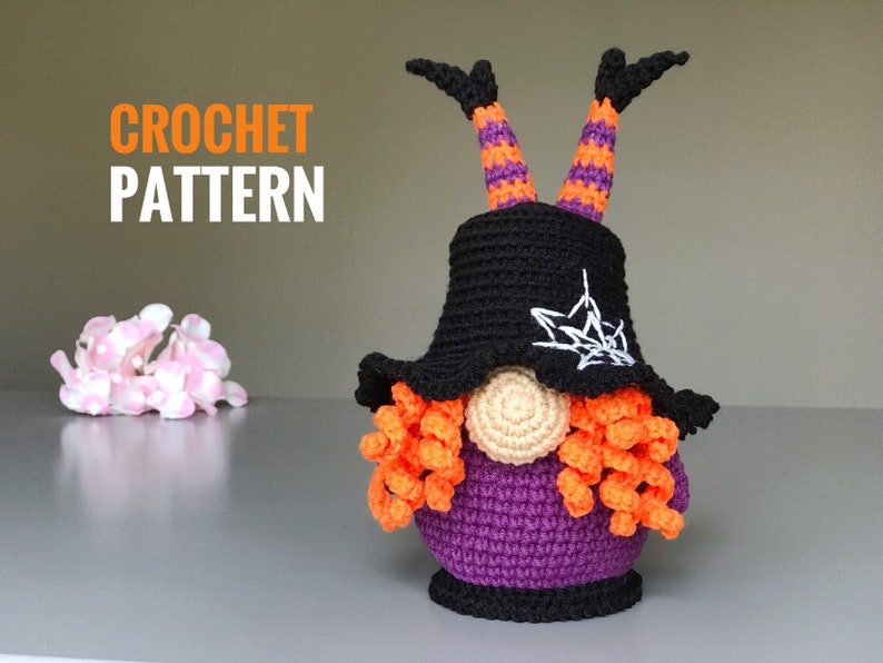 Halloween Gnome with Witches Legs crochet pattern PDF Amigurumi Halloween Pattern Witch Gnome crochet image 2