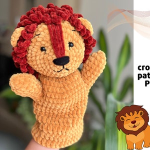 Crochet safari hand puppets patterns set PDF African animals pattern Amigurumi savanna toys Crochet lion pattern Elephant Giraffe Zebra image 4