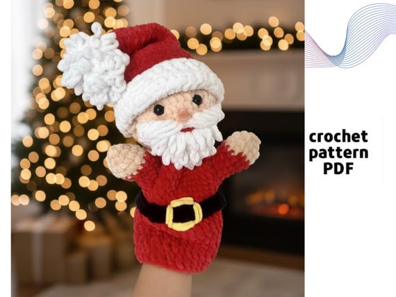 Crochet Santa Claus Hand Puppet Pattern PDF | Christmas crochet pattern amigurumi | Santa pattern | Xmas crochet pattern | Christmas crochet