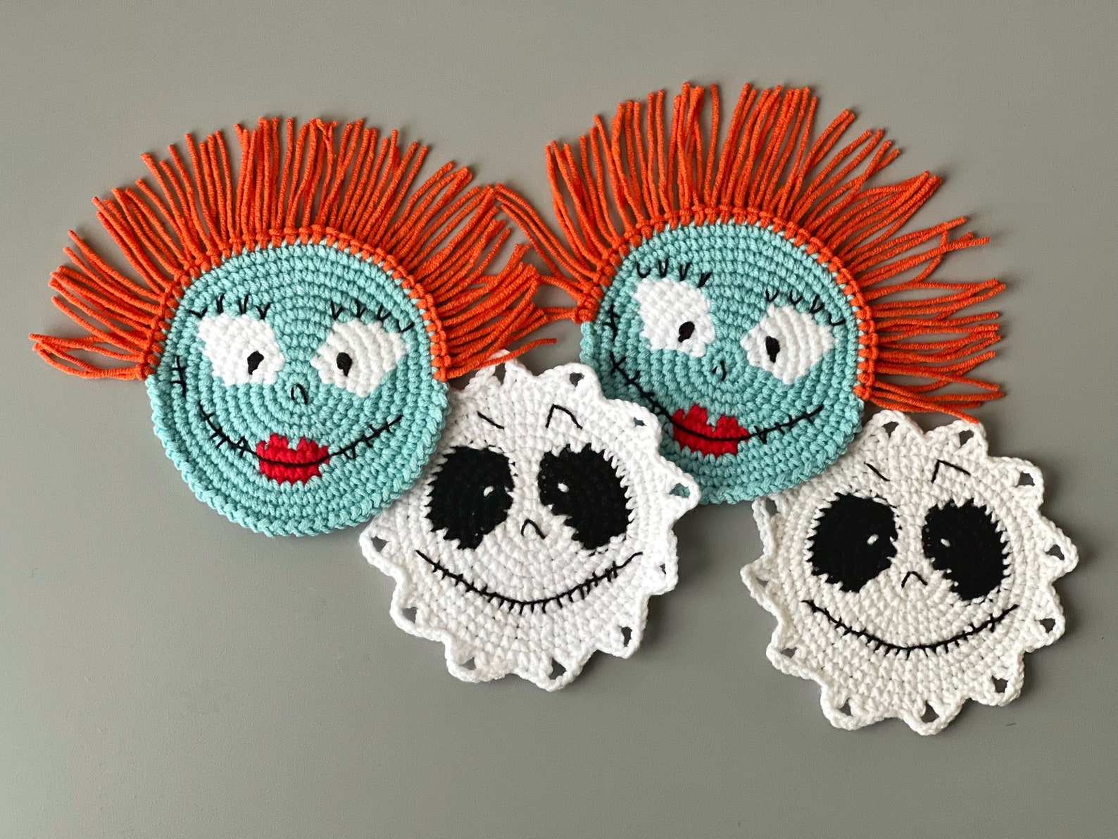 Halloween Crochet Coasters Patterns PDF Scary Coasters Decor Etsy