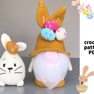 Easter Bunny Gnome Crochet Pattern PDF | Amigurumi Bunny Egg Pattern | Easter Eggs Decor | Bunny Ears Gnome | Spring Crochet Pattern