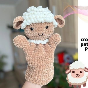 Sheep hand puppet pattern PDF Lamb Crochet farm toys for puppet show Amigurumi animals hand puppets Sheep crochet pattern Farm hand puppet