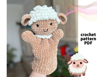 Sheep hand puppet pattern PDF Lamb Crochet farm toys for puppet show Amigurumi animals hand puppets Sheep crochet pattern Farm hand puppet