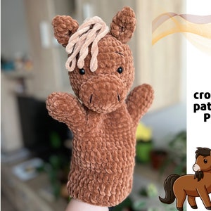 Crochet Horse Hand Puppet Pattern PDF | Horse Crochet Pattern | Amigurumi Farm Animals | Pony Crochet Pattern | Crochet Farm Hand Puppet