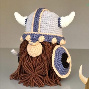 Viking Gnome Crochet Pattern PDF Viking Amigurumi pattern Norse gnome pattern Viking dwarf crochet Viking helmet