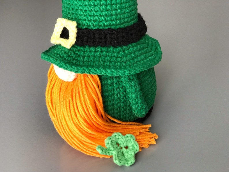 St. Patrick's day Gnome pattern PDF Crochet Leprechaun pattern Leprechaun amigurumi Shamrock ornament pattern image 6