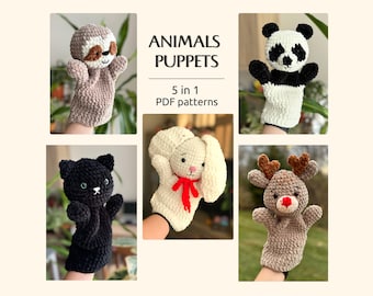 Crochet hand puppets bundle patterns PDF Animals puppets for storytelling crochet hand puppets for show Amigurumi hand puppets