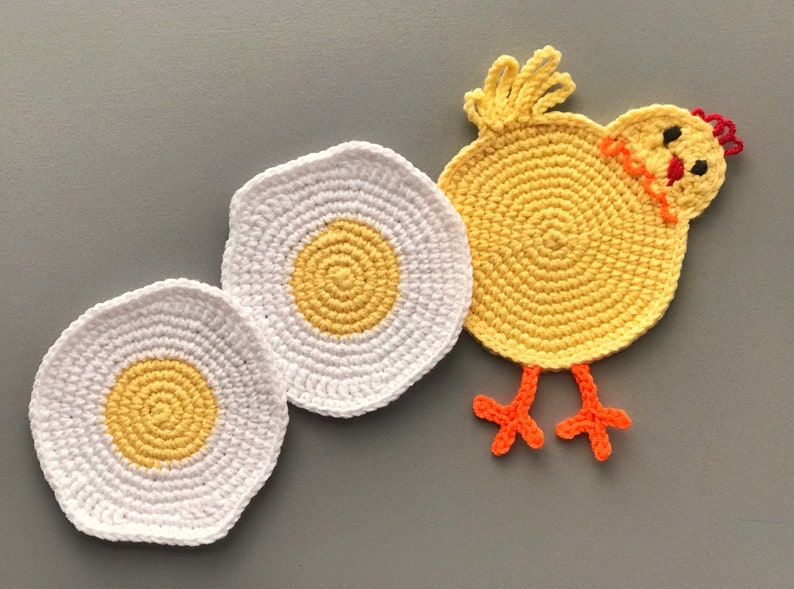 Chicken coaster crochet pattern PDF Crochet chicken drink coaster pattern Cup coaster Chicken Butt pattern image 8