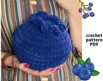 Patron de myrtilles géantes au crochet PDF au crochet Patron de petits fruits au crochet Patron de petits fruits facile au crochet Grand motif myrtilles en peluche amigurumi