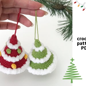 Crochet Christmas Trees Ornaments pattern PDF Mini crochet Christmas tree hanging ornament pattern Small trees Amigurumi Christmas patten