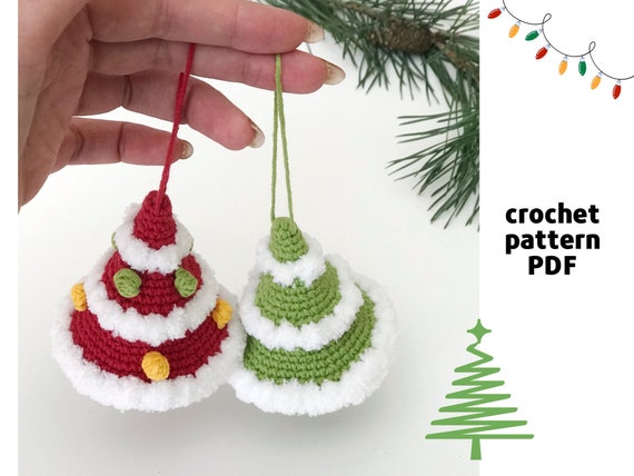 Modèle d'ornements d'arbres de Noël au crochet PDF Mini modèle d'ornement  suspendu d'arbre de Noël au crochet Petits arbres Patten de Noël Amigurumi  -  France