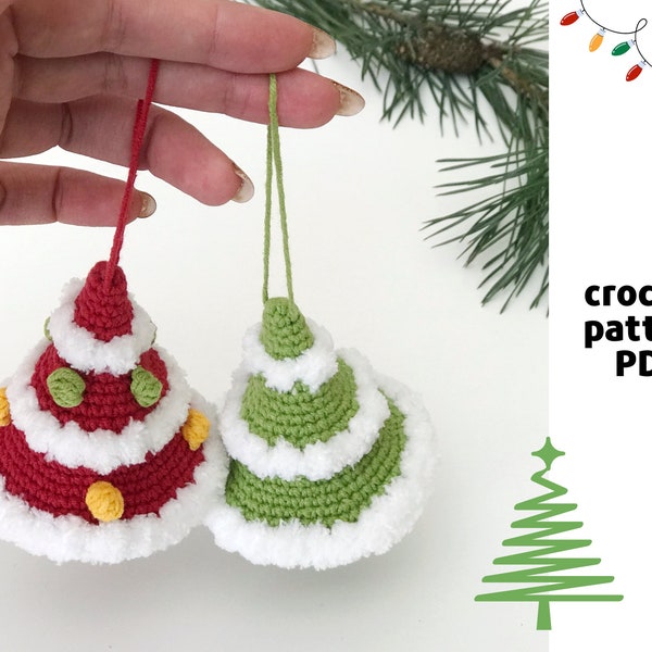 Crochet Christmas Trees Ornaments pattern PDF Mini crochet Christmas tree hanging ornament pattern Small trees Amigurumi Christmas patten