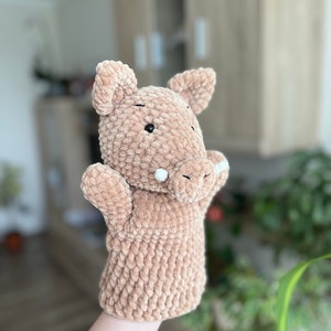 Crochet Boar hand puppet pattern PDF Crochet Amigurumi hand puppets Simple crochet puppet Boar amigurumi Crochet pig pattern Wild boar image 3