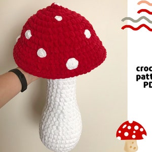 Giant mushroom crochet pattern PDF Jumbo plush mushroom pattern Large crochet mushroom Big mushroom plush pillow amigurumi