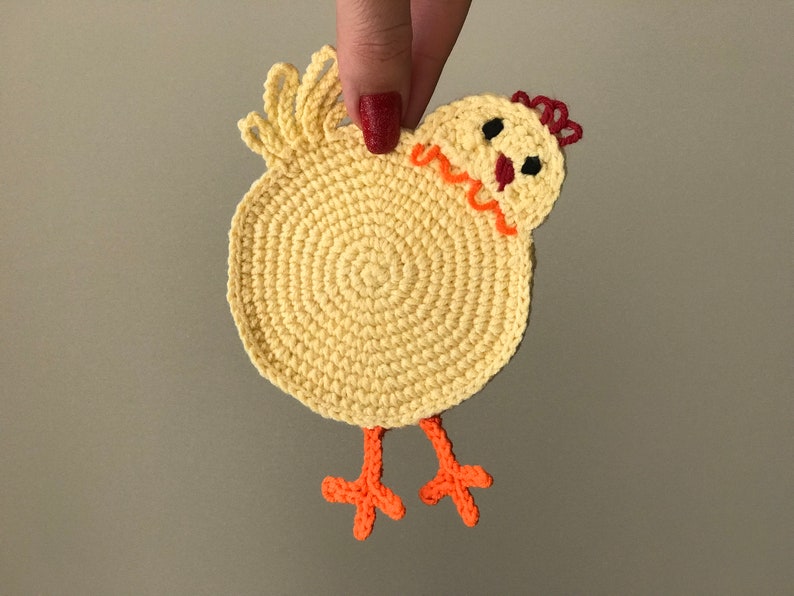 Chicken coaster crochet pattern PDF Crochet chicken drink coaster pattern Cup coaster Chicken Butt pattern image 10