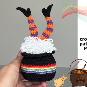 Halloween Heksenketel met Heksenpoten haakpatroon PDF Amigurumi Halloween Patroon Heks gehaakt decor