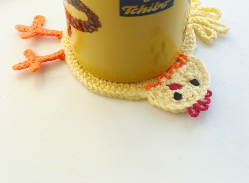 Chicken coaster crochet pattern PDF Crochet chicken drink coaster pattern Cup coaster Chicken Butt pattern image 7