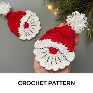 Sous-verre de Noël Père Noël au crochet, modèle PDF de dessous de verre de Noël au crochet