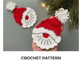 Crochet Santa Claus coaster pattern PDF Christmas coaster crochet pattern Coaster for Christmas Santa Claus PDF Pattern Mug Coaster