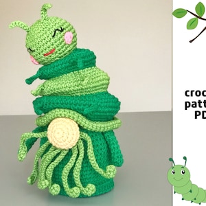Caterpiller Gnome pattern English PDF Crochet Caterpillar pattern Summer Garden Gnome Crochet insect pattern Amigurumi Centipede pattern