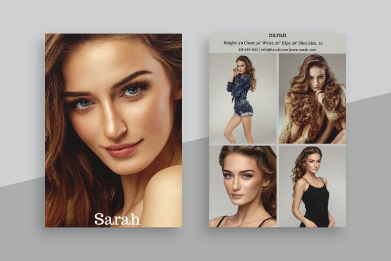6 Modeling Comp Card Templates Vertical Fashion Canva Etsy