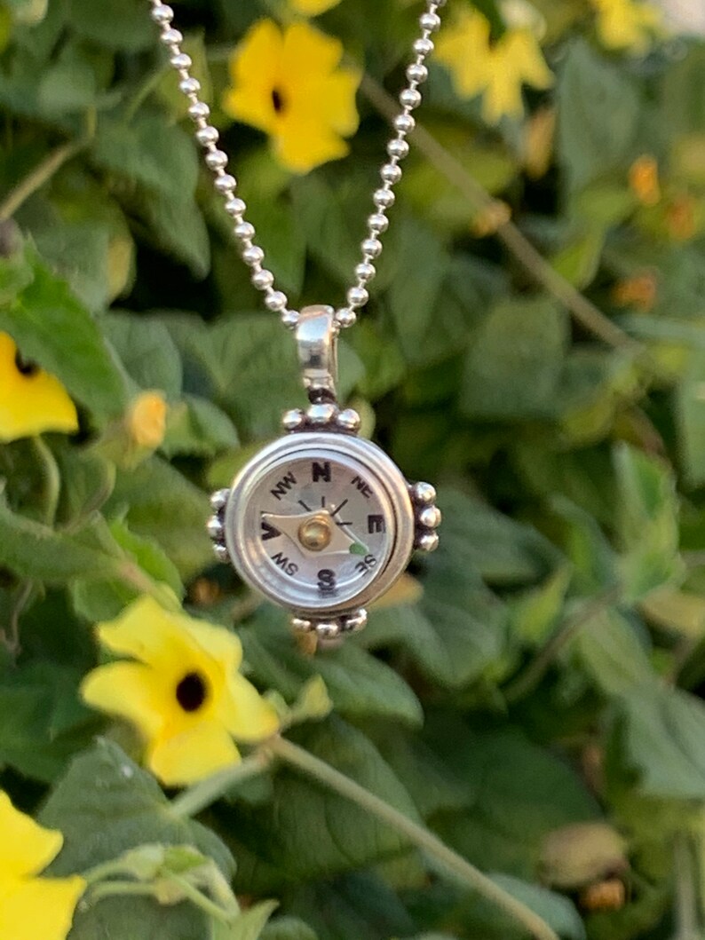Compass Necklace Sterling Silver One of Kind Handmade Etsy