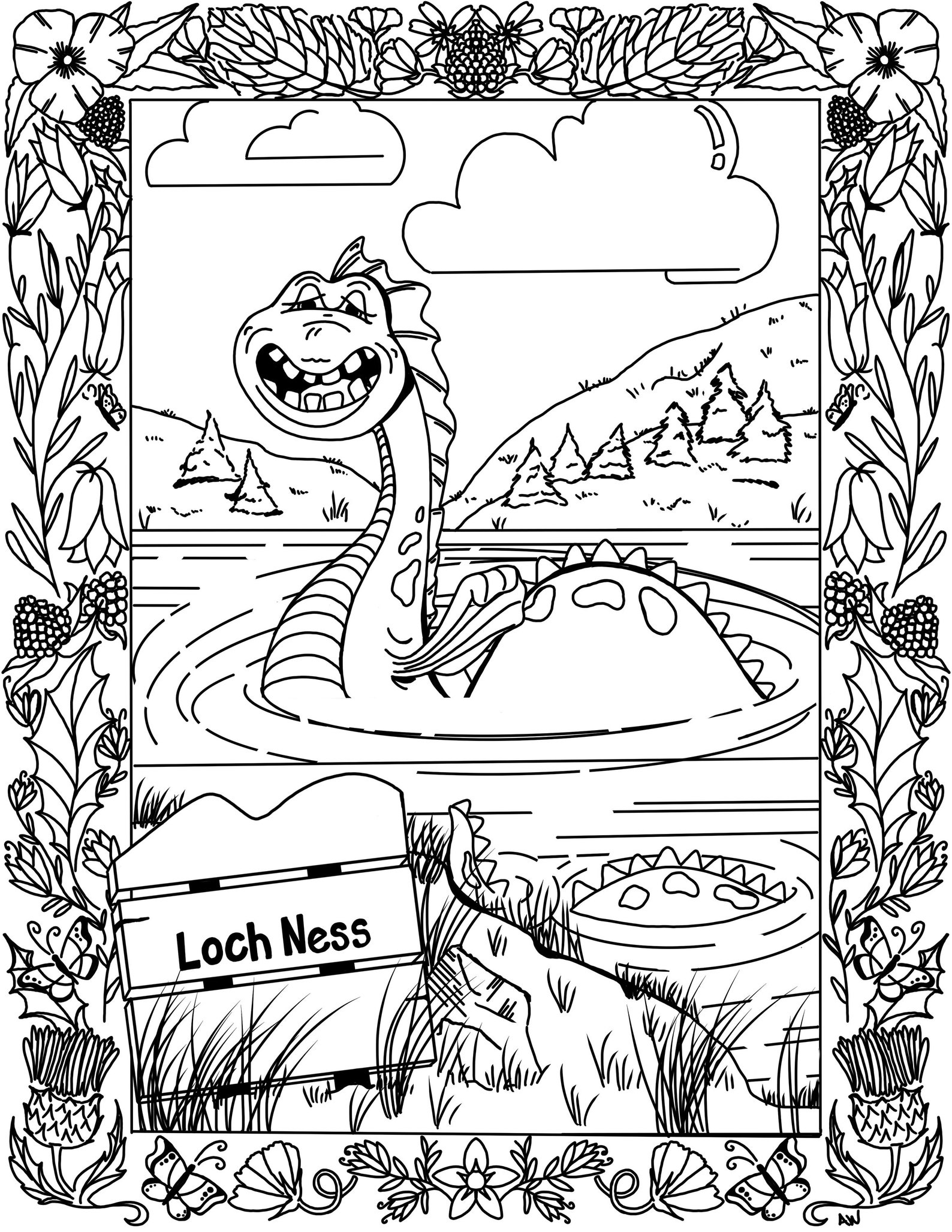 Printable Coloring Page Loch Ness Monster Coloring Sheet | Etsy